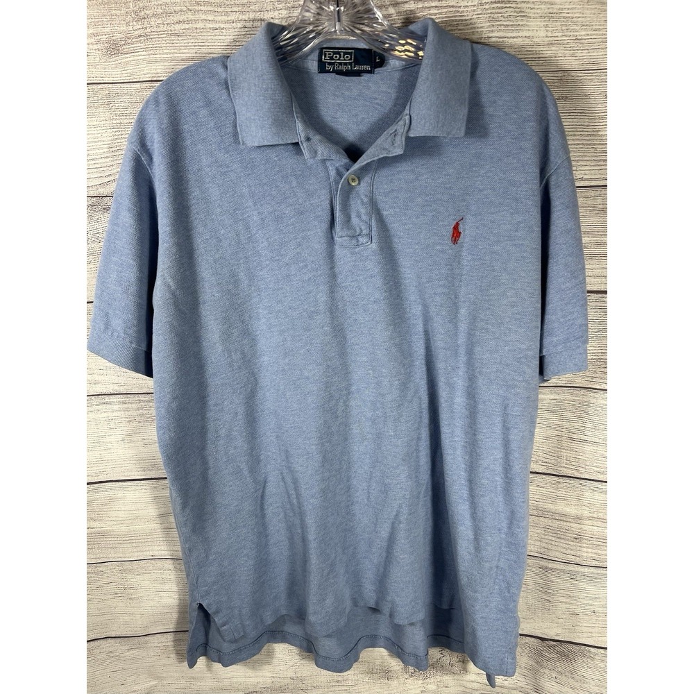 Mens Ralph Lauren Polo Shirt Short Sleeve Size Large Blue Label Red Pony Logo